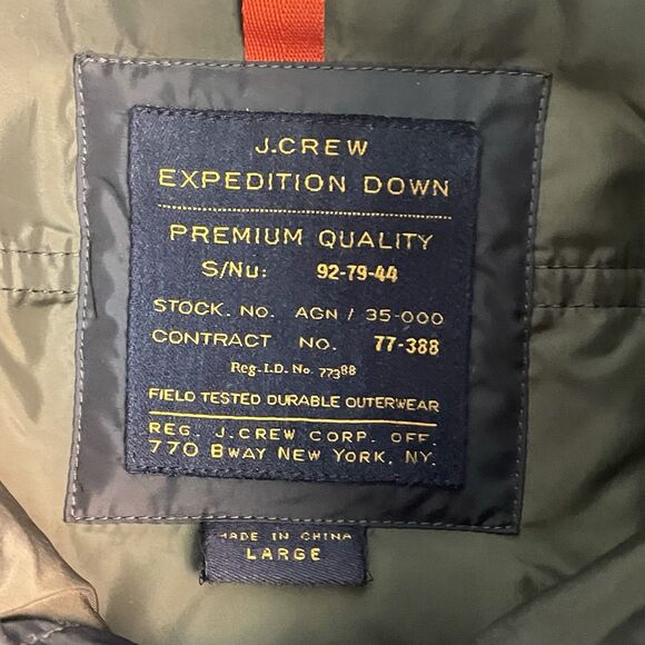 J. Crew Down Puffer Vest Men's Large Black Retractable Hood WARM Field Jacket - Picture 3 of 16